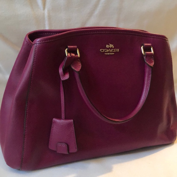 Coach fuchsia satchel handbag with shoulder strap - Picture 2 of 7
